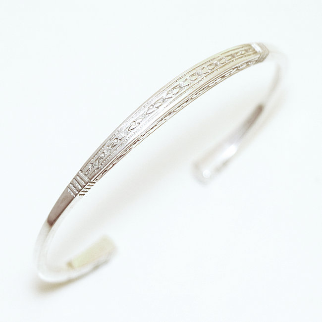 Bracelet argent massif 925 touareg jonc fin carré - Niger 061