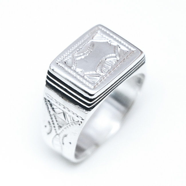 Bague touareg chevalière argent 925 et ébène - Niger 062