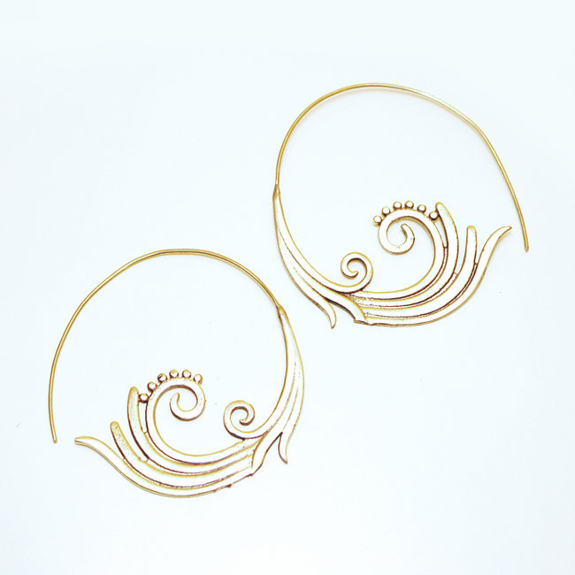 Boucles d'oreilles créoles filigranes dorées - Inde 044