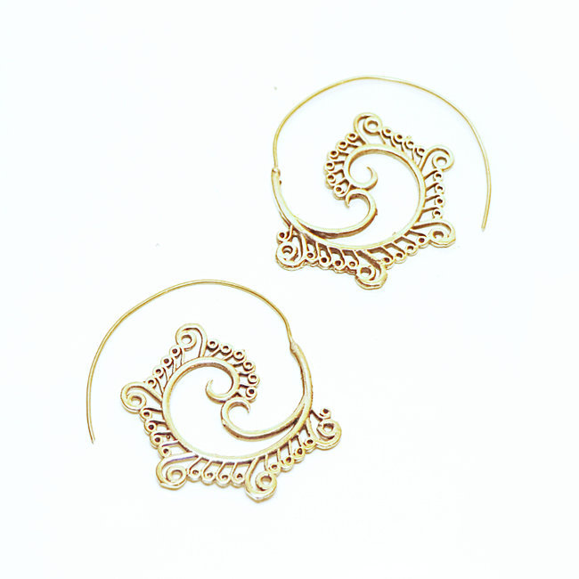 Boucles d'oreilles créoles filigranes dorées - Inde 059