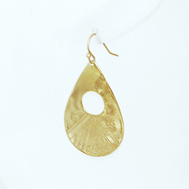 Boucles d'oreilles touareg gouttes en bronze doré - Mali 144