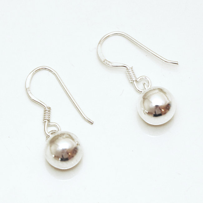 Boucles d'oreilles argent massif 925 perles rondes - Inde 005 - M