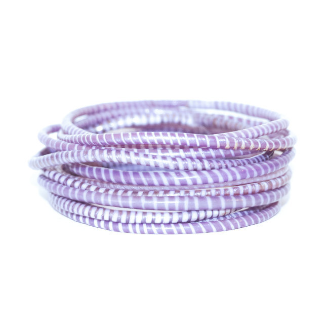 Lot de 12 bracelets Jokko en plastique recyclé Violet Lilas - Mali 069