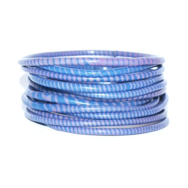 Lot de 12 bracelets Jokko en plastique recyclé Violet indigo - Mali 072