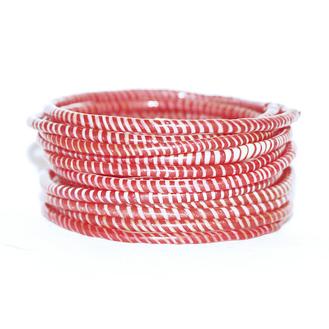 Lot de 12 bracelets Jokko en. plastique recyclé Rose thé - Mali 074