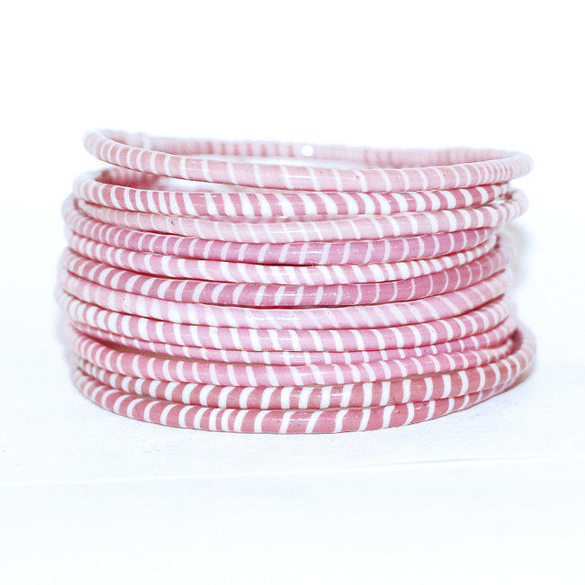 Lot de 12 bracelets Jokko en plastique recyclé Rose barbapapa - Mali 076