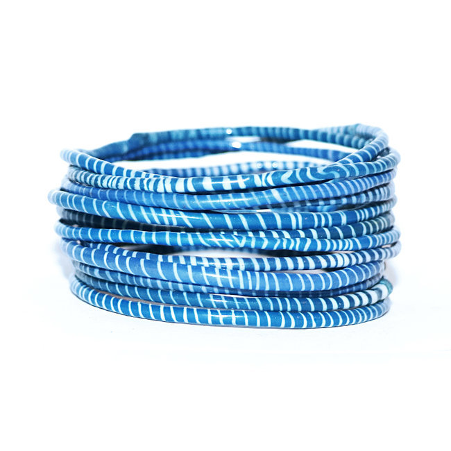 Lot de 12 bracelets Jokko en plastique recyclé Bleu marine - Mali 075