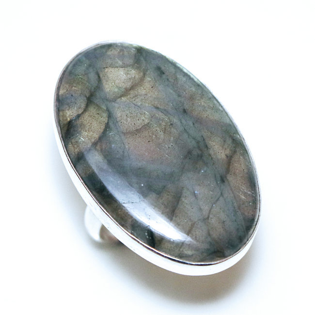 Bague argent 925 réglable cabochon ovale et Labradorite - Inde 222