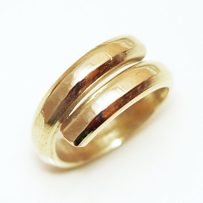 Bague anneau bandeau Peul-Fulani réglable bronze doré - Mali 026