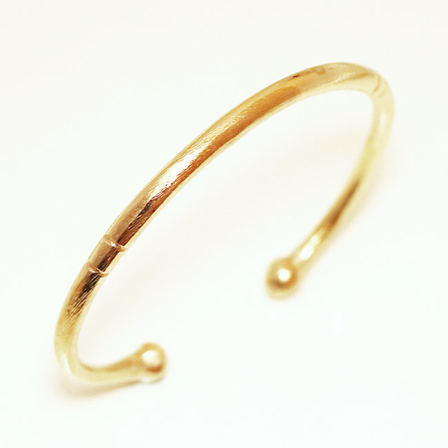 Bracelet touareg jonc ouvert rond lisse en bronze doré - Mali 015