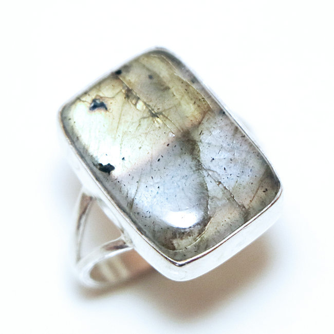 Bague argent 925 rectangle et Labradorite - Inde 262