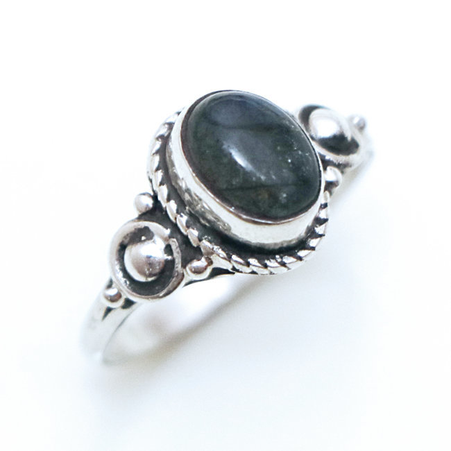 Bague argent 925 fine ovale filigranes et Labradorite - Inde 301