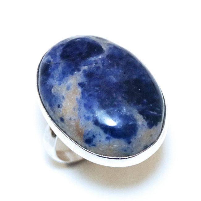 Bague argent 925 réglable cabochon ovale et Sodalite - Inde 321