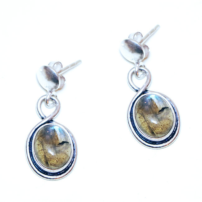 Boucles d'oreilles argent 925 ovales et Labradorite - Inde 134