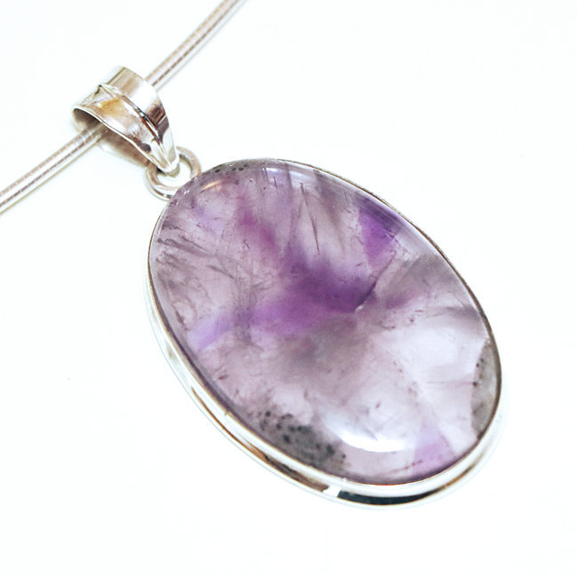 Pendentif en argent 925 ovale et Améthyste violet - Inde 206