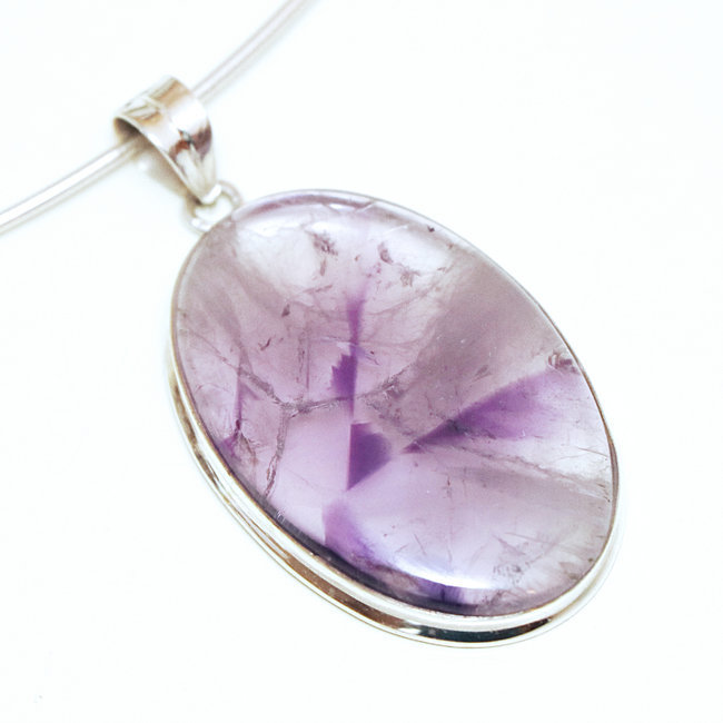 Pendentif en argent 925 ovale et Améthyste violet - Inde 208