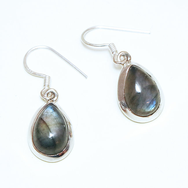 Boucles d'oreilles argent 925 gouttes et Labradorite - Inde 141