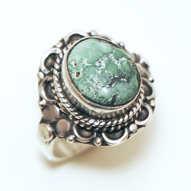 Bague filigranes argent 925 et Turquoise naturelle - Inde 329 - M