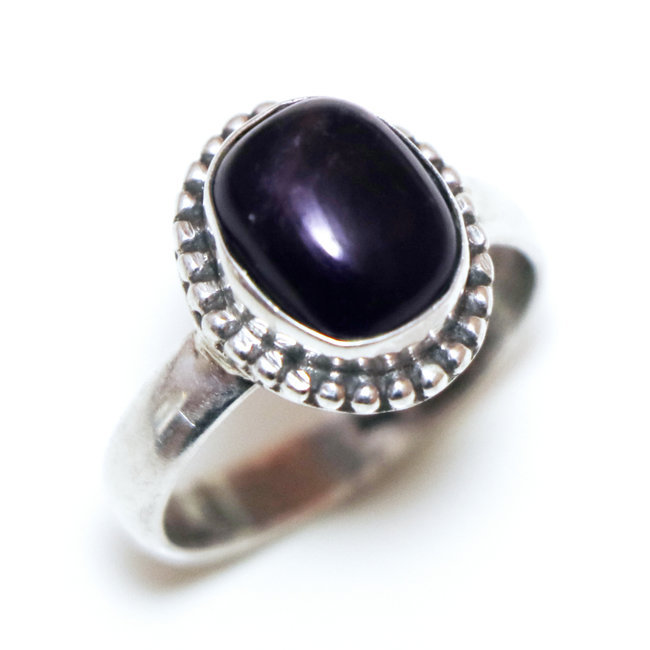 Bague argent 925 ovale filigranes et Onyx - Inde 340