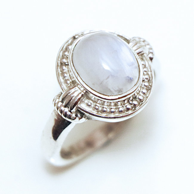 Bague argent 925 ovale filigranes et Pierre de Lune - Inde 362