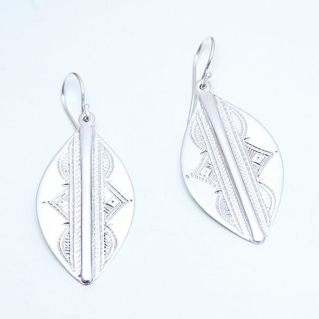 Boucles d'oreilles argent massif 925 touareg feuilles - Niger 208