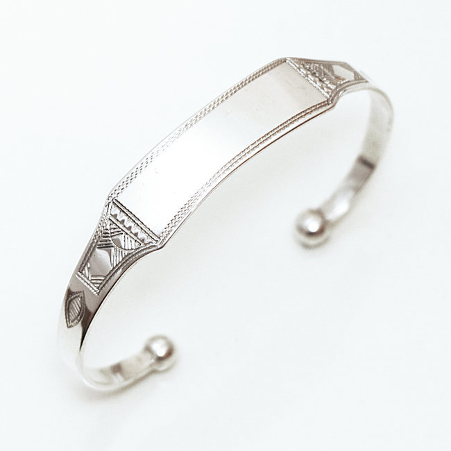 Bracelet argent massif 925 touareg gourmette jonc plat - Niger 116