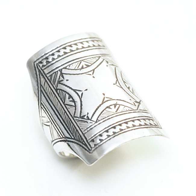 Bague argent massif 925 touareg chevalière rectangle - Niger 332