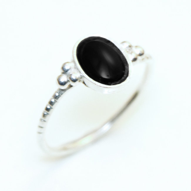 Bague argent 925 touareg ovale fine filigranes et Onyx - Niger 143