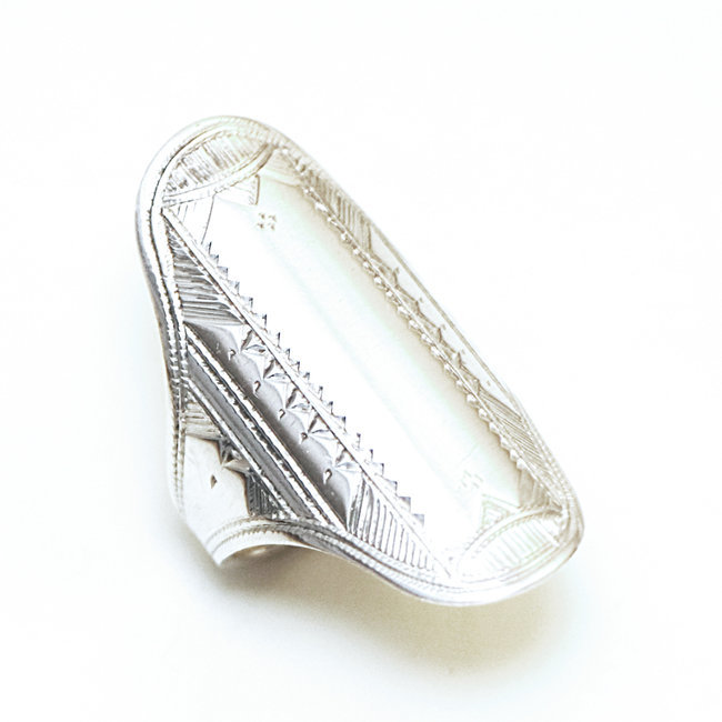 Bague argent massif 925 touareg longue navette - Niger 347