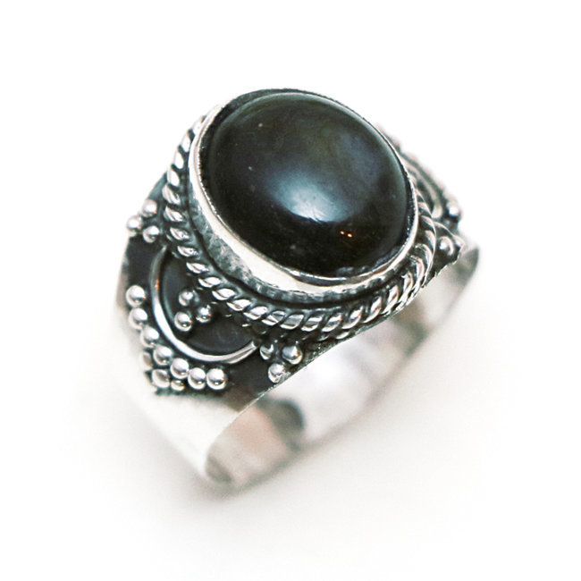 Bague argent 925 filigranes et Labradorite - Inde 408