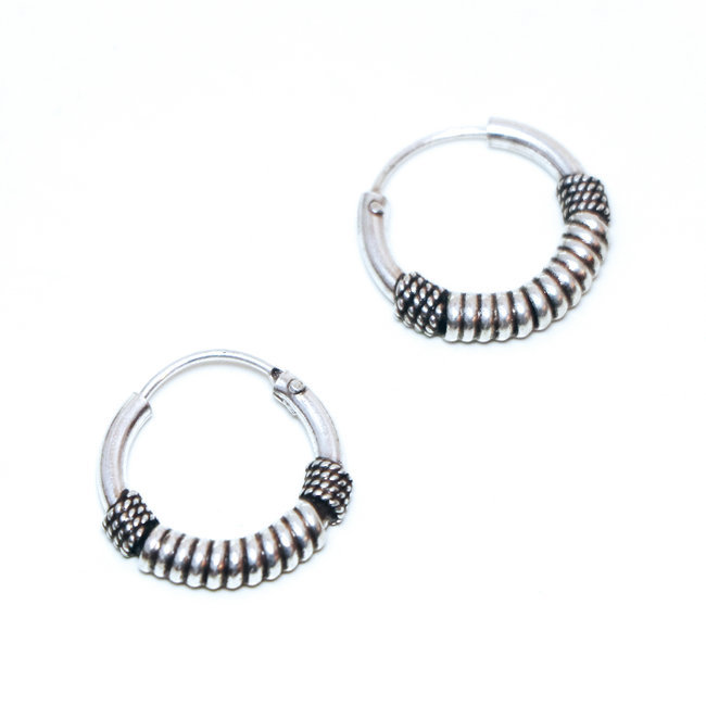 Boucles d'oreilles créoles filigranes argent 925 1,6 cm - Népal 033