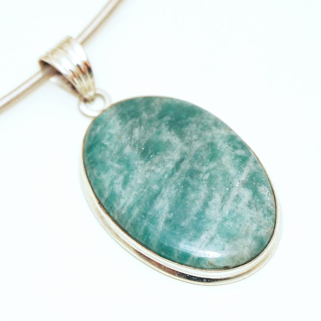 Pendentif argent 925 ovale et Amazonite - Inde 269