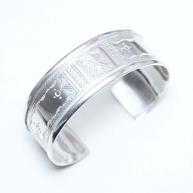 Bracelet argent massif 925 touareg manchette large croix - Niger 150