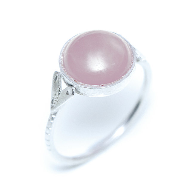 Bague argent 925 touareg ronde fine et Quartz rose - Niger 158