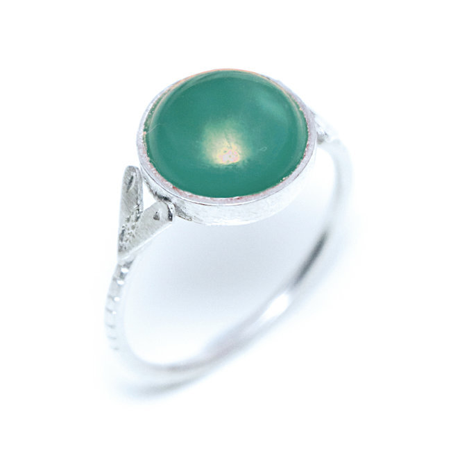 Bague argent 925 touareg ronde fine et Agate verte - Niger 158