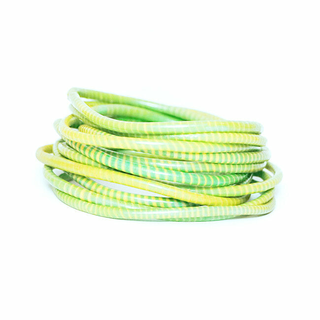 Lot de 12 bracelets Jokko en plastique recyclé Vert Chartreuse - Mali 101