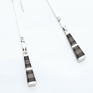 Bijoux ethniques touareg boucles d'oreilles en argent 925 pilons massues pendantes graves et bois bne - Niger 019 b