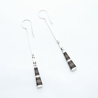 Bijoux ethniques touareg boucles d'oreilles en argent 925 pilons massues pendantes graves et bois bne - Niger 019