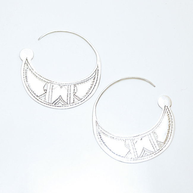 Boucles d'oreilles argent massif 925 touareg créoles - Niger 003