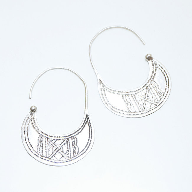 Boucles d'oreilles argent massif 925 touareg créoles - Niger 004