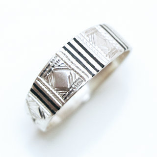 Bijoux touareg ethniques bague anneau alliance grave argent 925 homme femme mixte duo et bois bne - Niger 007