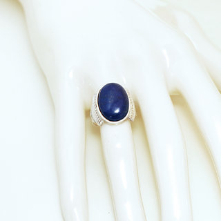 Bijoux ethniques touareg bague chevalire homme femme ovale grave argent 925 et pierre fine Lapis-Lazuli- Niger 002 b