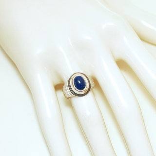 Bijoux ethniques touareg bague argent massif 925 homme femme chevalire pierres semi-prcieuses Lapis-Lazuli bleu fonc ovale bois d'bne personnalise - Niger 008b