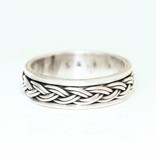 Bijoux ethniques Indiens bague anneau alliance Coulissant infini anti-stress en argent 925 tresse -  001 b