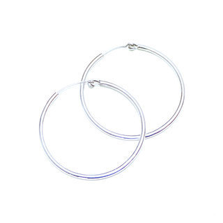 Bijoux Indiens Ethniques boucles d'oreilles croles argent 925 fines simples 4 cm -  Inde 003