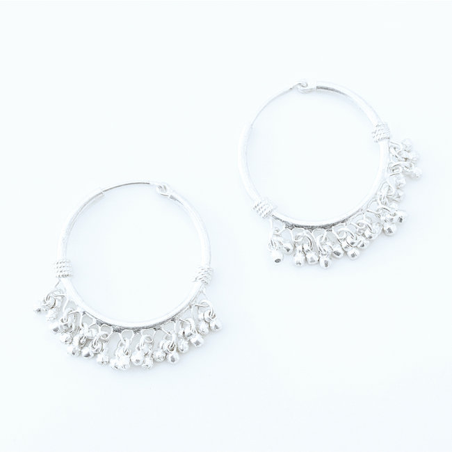 Boucles d'oreilles argent massif 925 créoles Bollywood 3 cm - Inde 004 