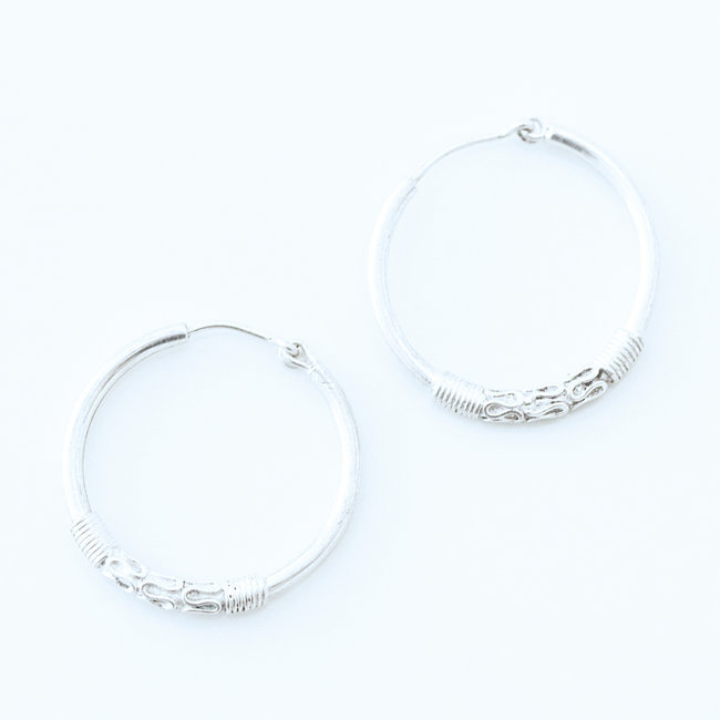 Boucles d'oreilles créoles filigranes argent 925 - Népal 013