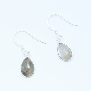 Bijoux Indiens Ethniques boucles d'oreilles petites gouttes argent 925 et pierre fine Labradorite - Inde 001