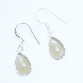 Bijoux Indiens Ethniques boucles d'oreilles goutte argent 925 et pierre fine - Inde 002 Quartz fum