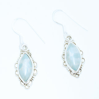 Bijoux Indiens Ethniques boucles d'oreilles navette argent 925 et pierre fine - Inde 004 Larimar